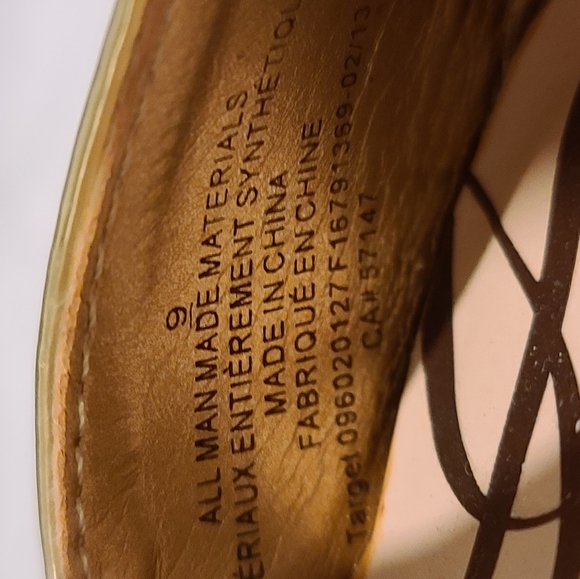 Sam & Libby Gold & Caramel Ankle Strap Peep Toe Platform Heels Size 9 New - Picture 11 of 11